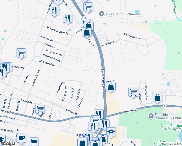 map of restaurants, bars, coffee shops, grocery stores, and more near 691 Cottonwood Drive in Richmond