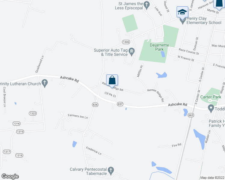 map of restaurants, bars, coffee shops, grocery stores, and more near 11374 Ashcake Road in Ashland