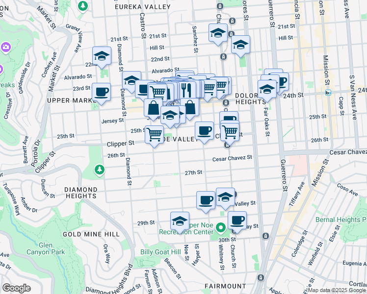 map of restaurants, bars, coffee shops, grocery stores, and more near in San Francisco