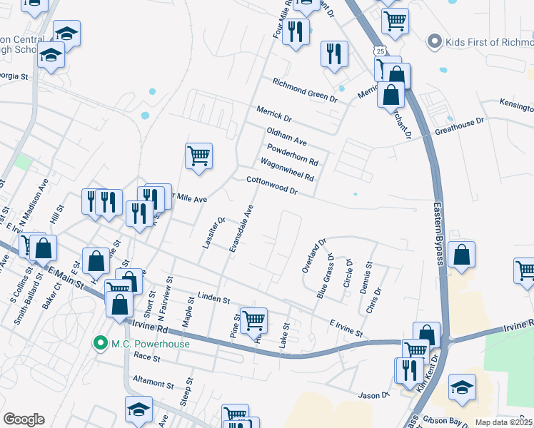 map of restaurants, bars, coffee shops, grocery stores, and more near 333 Douglas Court in Richmond