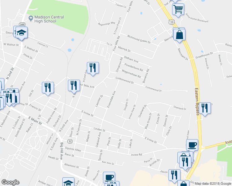 map of restaurants, bars, coffee shops, grocery stores, and more near 249 Evansdale Avenue in Richmond