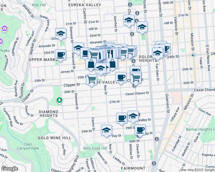 map of restaurants, bars, coffee shops, grocery stores, and more near in San Francisco