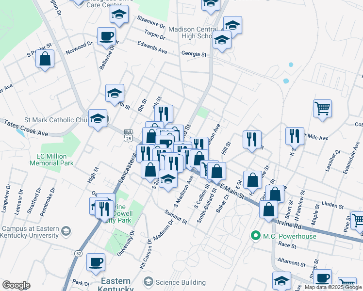 map of restaurants, bars, coffee shops, grocery stores, and more near 135 West Irvine Street in Richmond