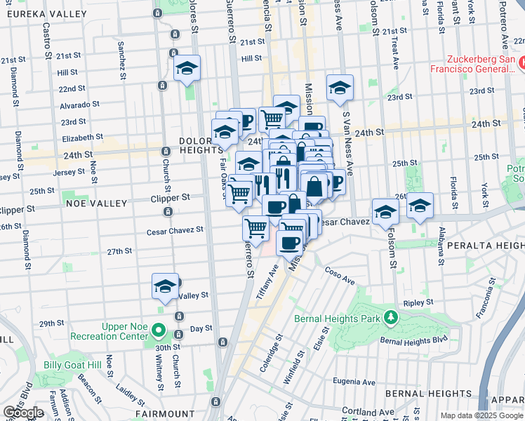 map of restaurants, bars, coffee shops, grocery stores, and more near in San Francisco