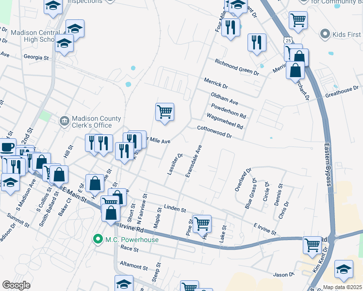 map of restaurants, bars, coffee shops, grocery stores, and more near 1006 Danielle Court in Richmond