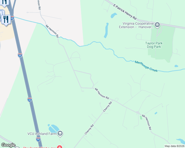 map of restaurants, bars, coffee shops, grocery stores, and more near 12778 Mount Hermon Road in Ashland