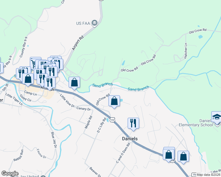 map of restaurants, bars, coffee shops, grocery stores, and more near 150 North Beaver Lane in Beaver