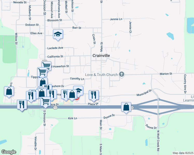 map of restaurants, bars, coffee shops, grocery stores, and more near 807 Marion Street in Carterville
