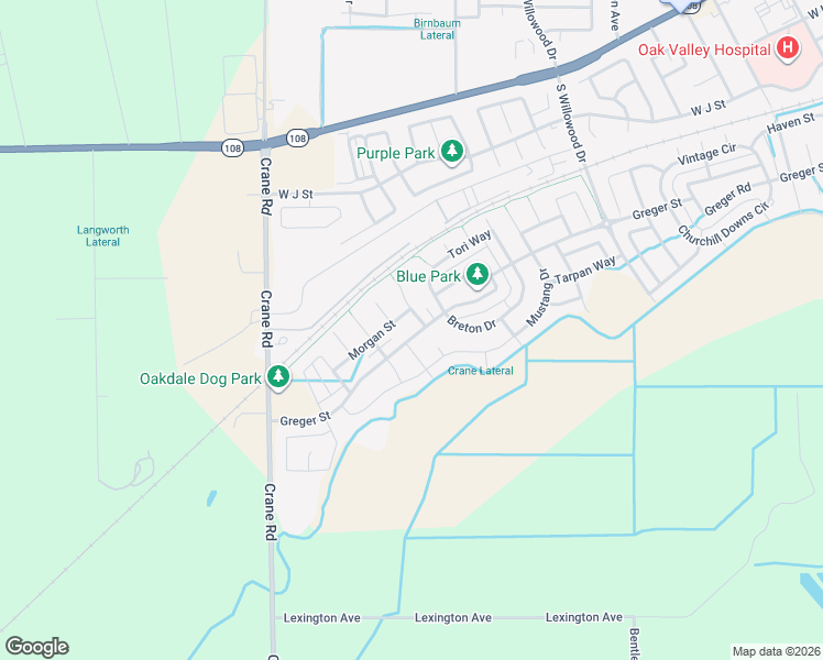 map of restaurants, bars, coffee shops, grocery stores, and more near 2540 Greger Street in Oakdale