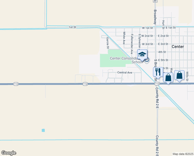 map of restaurants, bars, coffee shops, grocery stores, and more near 48451 Colorado 112 in Center