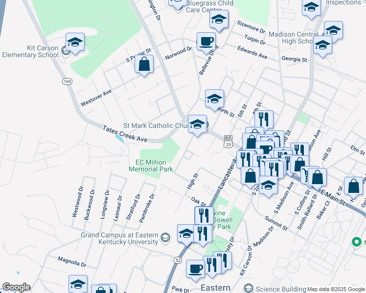 map of restaurants, bars, coffee shops, grocery stores, and more near 150 Parrish Avenue in Richmond