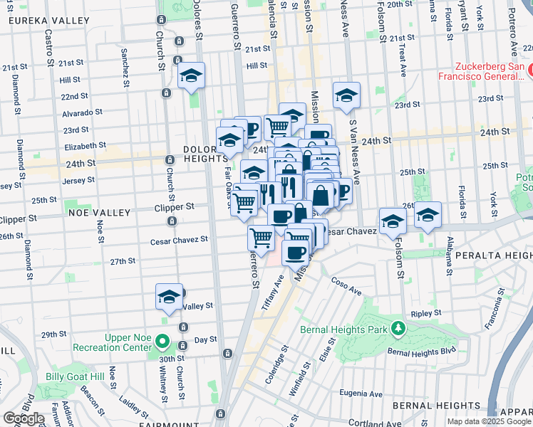 map of restaurants, bars, coffee shops, grocery stores, and more near in San Francisco