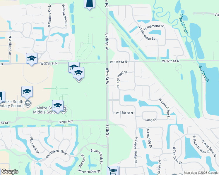 map of restaurants, bars, coffee shops, grocery stores, and more near 3550 North Tyler Court in Wichita