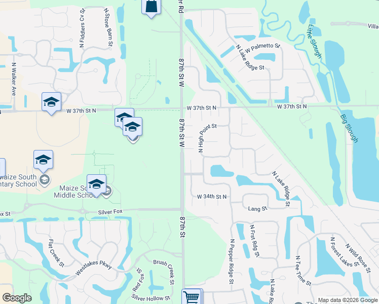 map of restaurants, bars, coffee shops, grocery stores, and more near 3550 North Tyler Court in Wichita