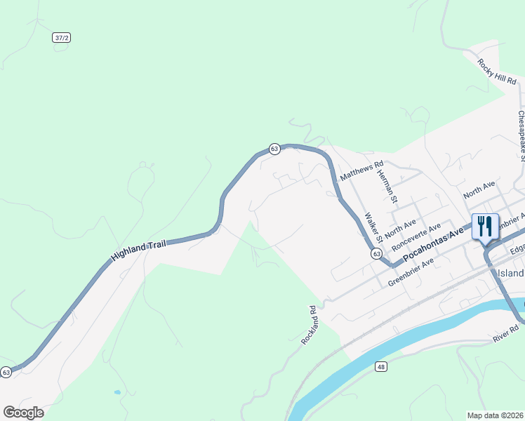 map of restaurants, bars, coffee shops, grocery stores, and more near 492 Valley Drive in Ronceverte