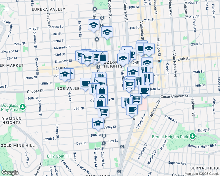 map of restaurants, bars, coffee shops, grocery stores, and more near in San Francisco