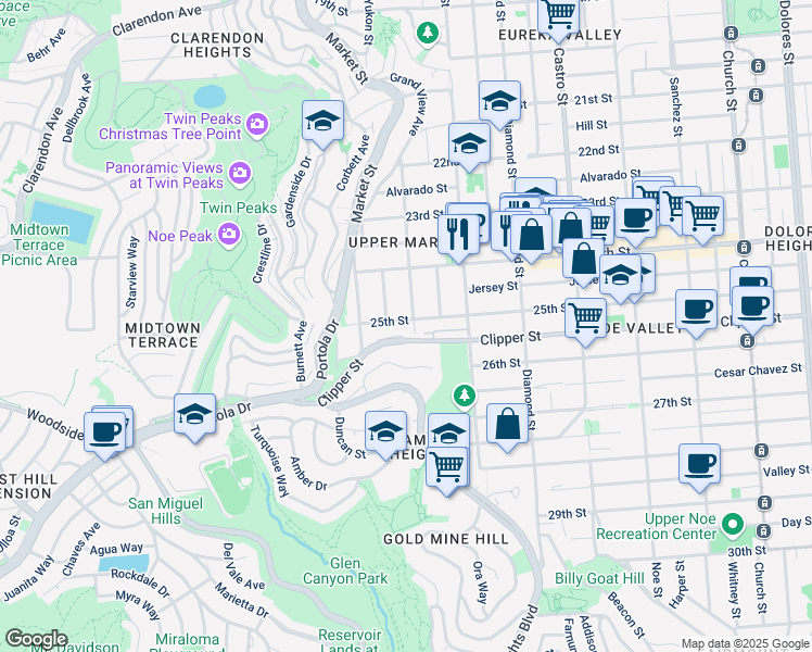 map of restaurants, bars, coffee shops, grocery stores, and more near 526 Hoffman in San Francisco
