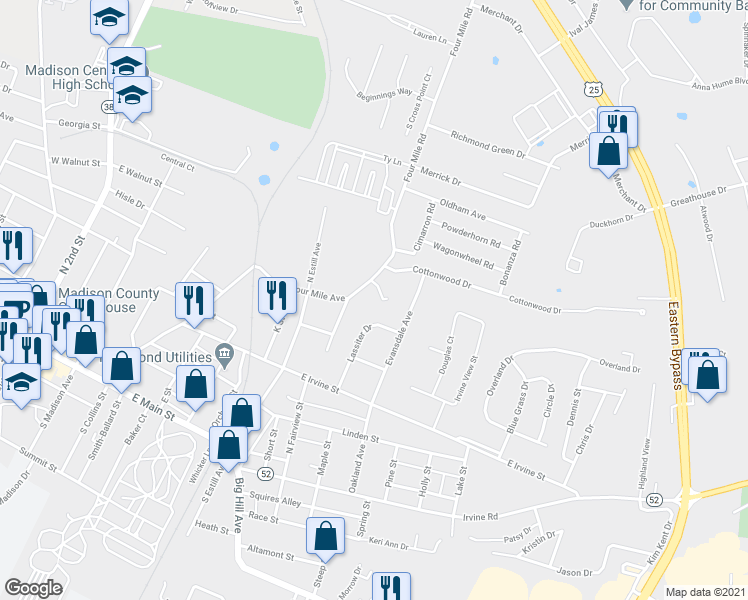 map of restaurants, bars, coffee shops, grocery stores, and more near 1006 Danielle Court in Richmond