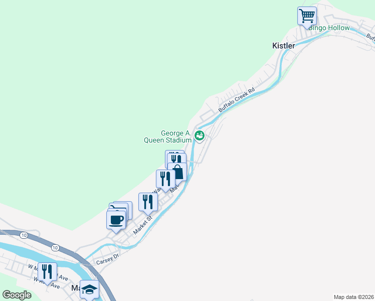map of restaurants, bars, coffee shops, grocery stores, and more near 605-677 Main St in Man