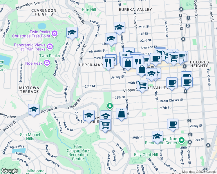 map of restaurants, bars, coffee shops, grocery stores, and more near in San Francisco