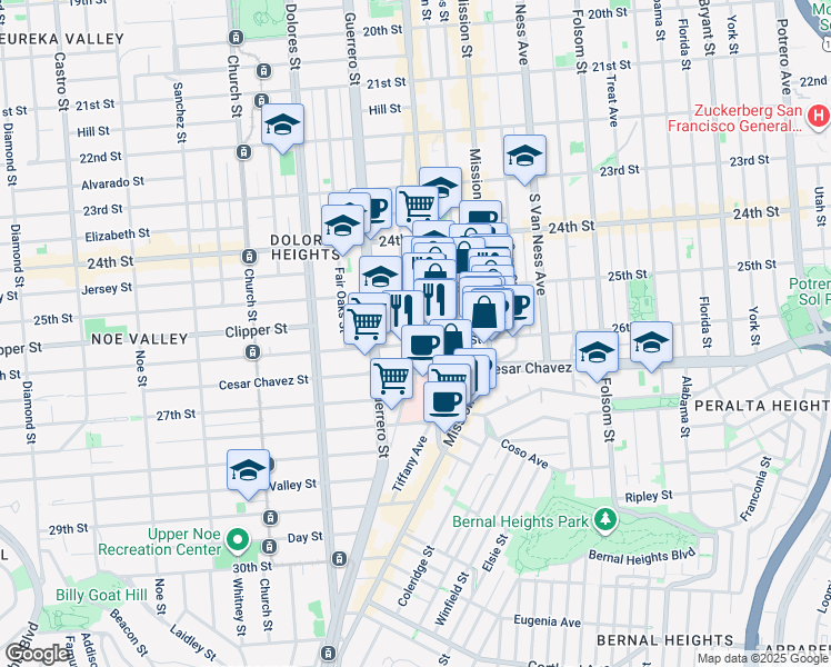 map of restaurants, bars, coffee shops, grocery stores, and more near in San Francisco