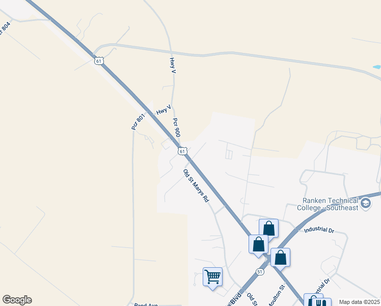 map of restaurants, bars, coffee shops, grocery stores, and more near 1505 North Kingshighway Street in Perryville