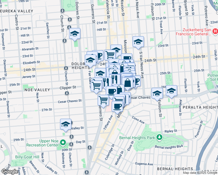 map of restaurants, bars, coffee shops, grocery stores, and more near in San Francisco