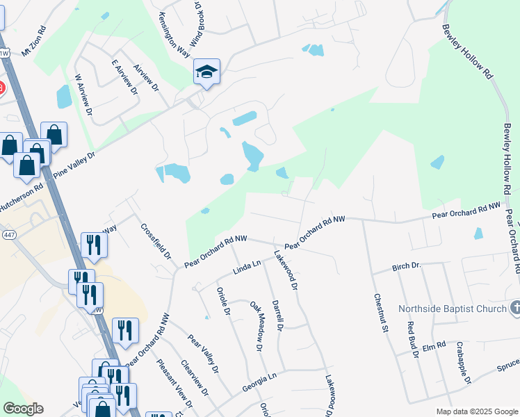 map of restaurants, bars, coffee shops, grocery stores, and more near 401 Natalie Dr in Elizabethtown