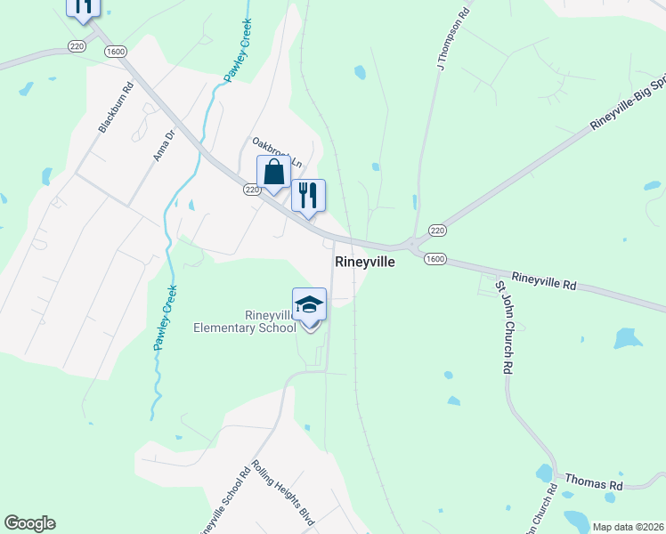 map of restaurants, bars, coffee shops, grocery stores, and more near 86 Rineyville School Road in Rineyville