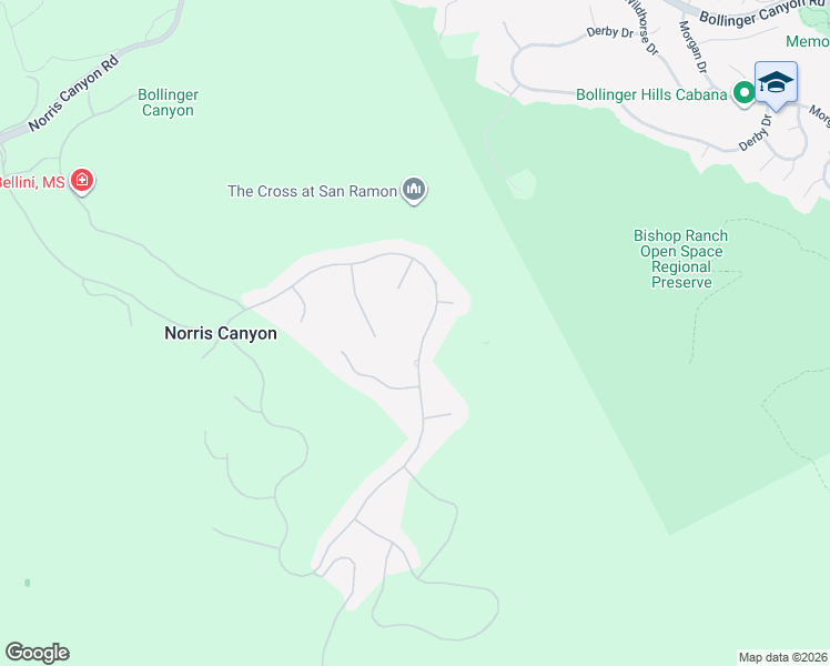 map of restaurants, bars, coffee shops, grocery stores, and more near 3394 Ashbourne Circle in San Ramon