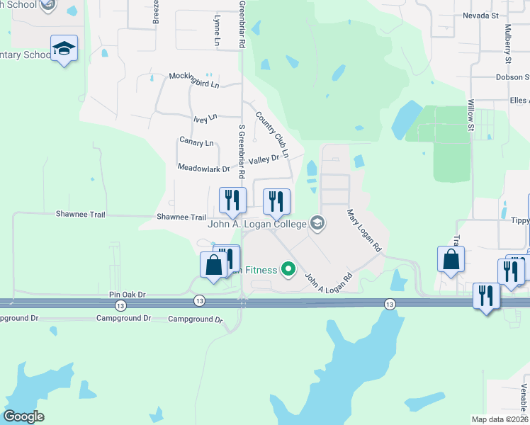 map of restaurants, bars, coffee shops, grocery stores, and more near 908 Glenn Avenue in Carterville
