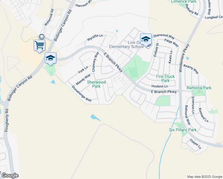 map of restaurants, bars, coffee shops, grocery stores, and more near 6060 Dalton Way in San Ramon