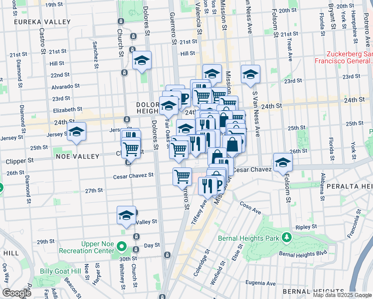 map of restaurants, bars, coffee shops, grocery stores, and more near in San Francisco