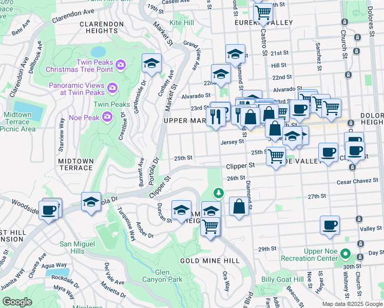 map of restaurants, bars, coffee shops, grocery stores, and more near 526 Hoffman in San Francisco