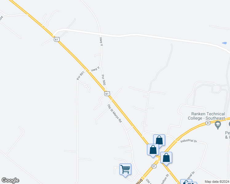 map of restaurants, bars, coffee shops, grocery stores, and more near 2513 Fairview Way in Perryville