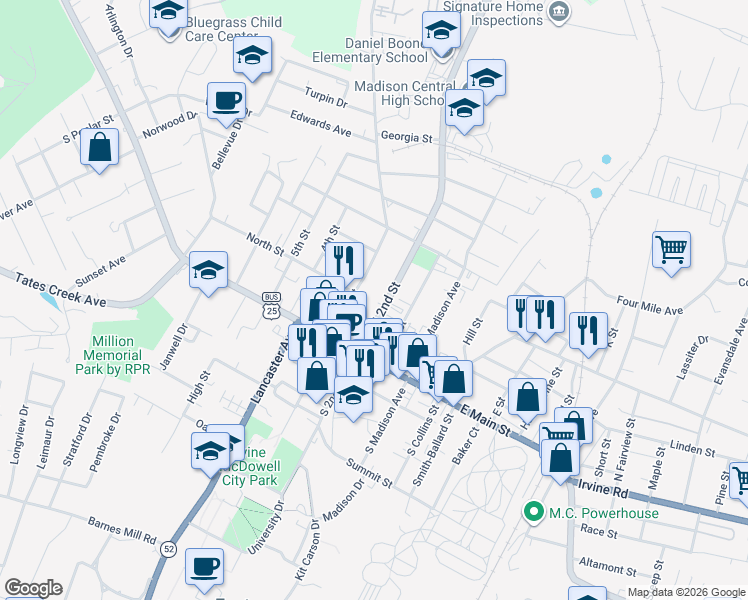 map of restaurants, bars, coffee shops, grocery stores, and more near 230 North 2nd Street in Richmond