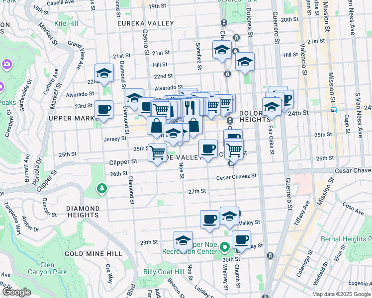 map of restaurants, bars, coffee shops, grocery stores, and more near in San Francisco