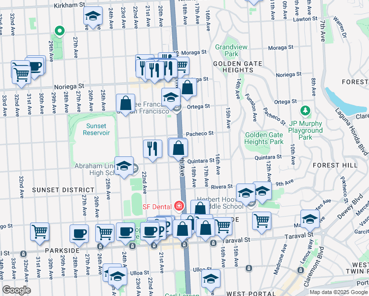 map of restaurants, bars, coffee shops, grocery stores, and more near in San Francisco