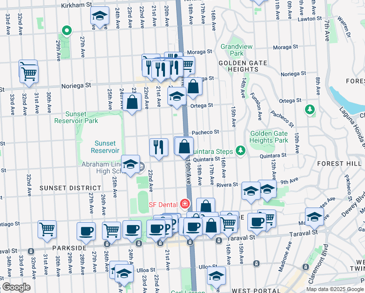 map of restaurants, bars, coffee shops, grocery stores, and more near in San Francisco