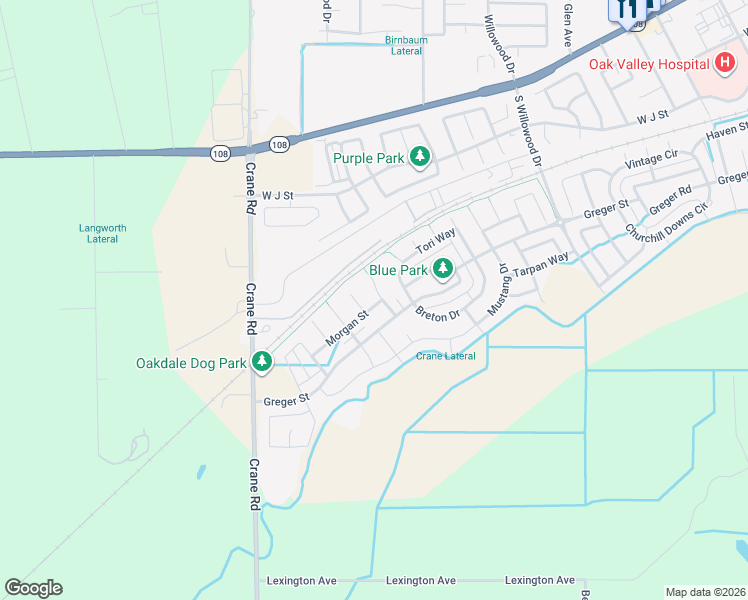 map of restaurants, bars, coffee shops, grocery stores, and more near 2540 Greger Street in Oakdale