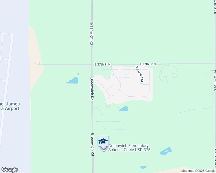 map of restaurants, bars, coffee shops, grocery stores, and more near 3136-3180 North Greenwich Road in Wichita
