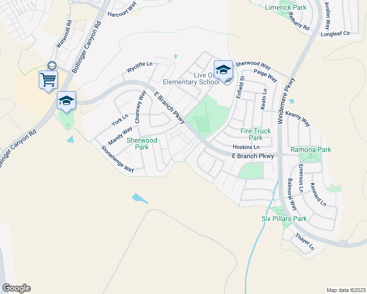 map of restaurants, bars, coffee shops, grocery stores, and more near 6320 Byron Lane in San Ramon