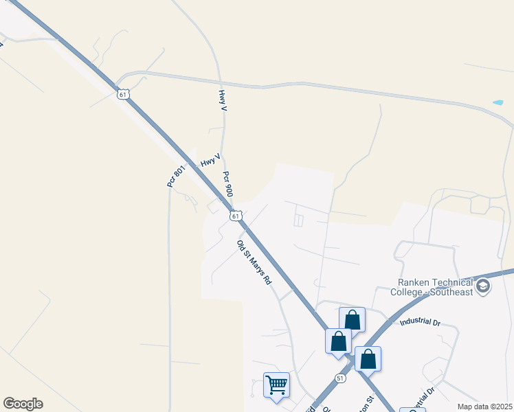 map of restaurants, bars, coffee shops, grocery stores, and more near 2516 Fairview Way in Perryville