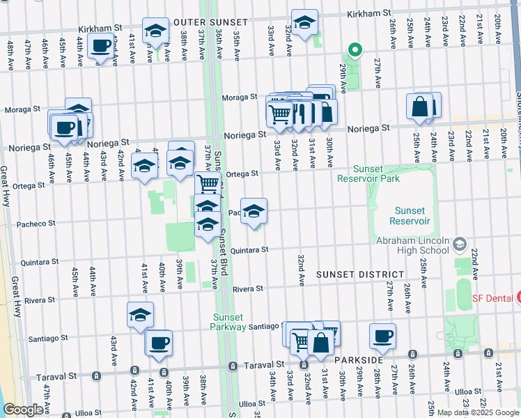 map of restaurants, bars, coffee shops, grocery stores, and more near in San Francisco