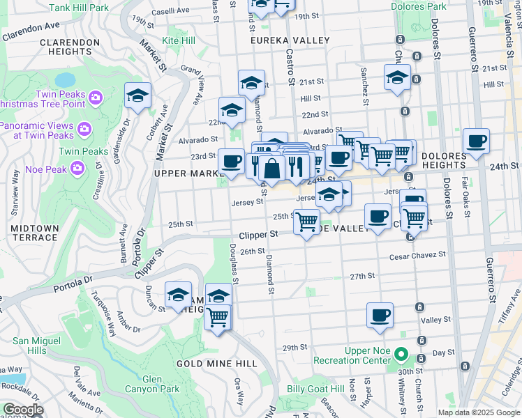 map of restaurants, bars, coffee shops, grocery stores, and more near in San Francisco