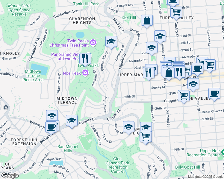 map of restaurants, bars, coffee shops, grocery stores, and more near in San Francisco