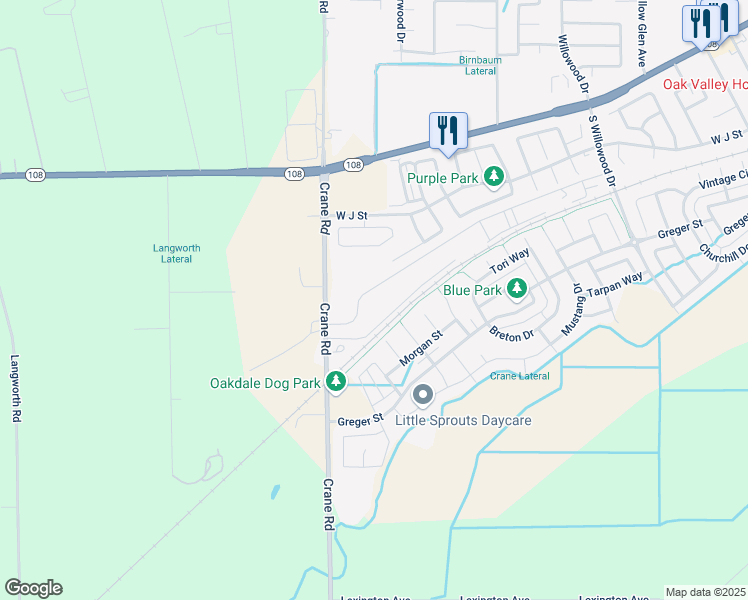 map of restaurants, bars, coffee shops, grocery stores, and more near 2713 Tioga Avenue in Oakdale