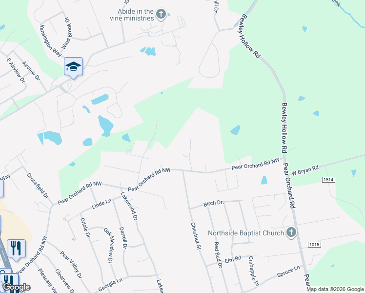 map of restaurants, bars, coffee shops, grocery stores, and more near 528-604 Pear Orchard Road Northwest in Elizabethtown