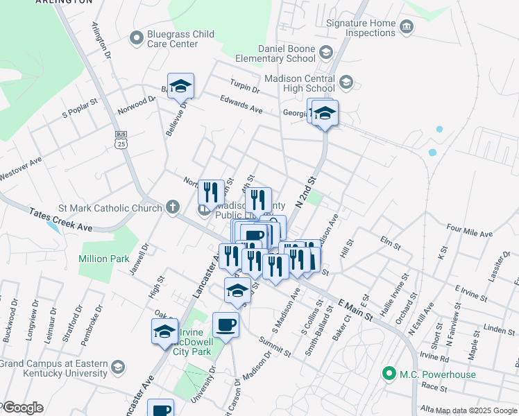 map of restaurants, bars, coffee shops, grocery stores, and more near 316 Glyndon Avenue in Richmond