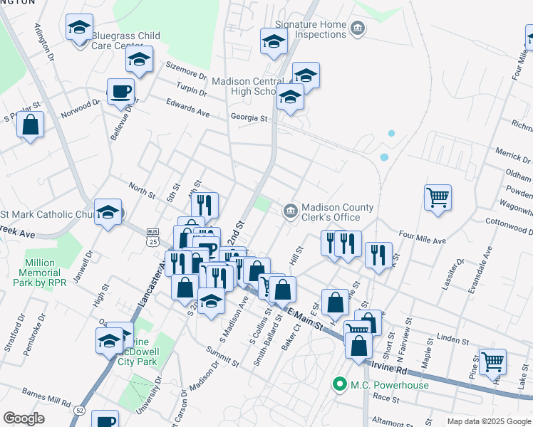 map of restaurants, bars, coffee shops, grocery stores, and more near 309 North 2nd Street in Richmond